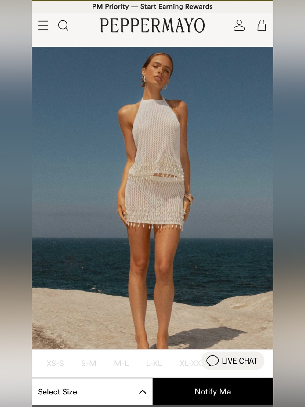 Peppermayo White Crochet Halter Mini Skirt